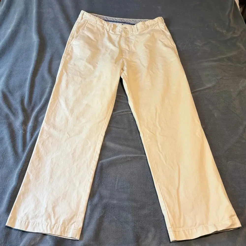Cremieux Mens Beige Chino Pants Straight Leg Size 36x30 100% Cotton